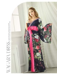 画像2: 着物ドレス 花魁ドレス 花魁 花魁コスプレ セクシー 流遊(S/M/L/XL)(パープル) (2)