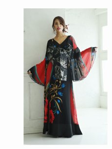 画像4: 着物ドレス 簡単 花魁 和柄 赤 流遊(S/M/L/XL)(レッド) (4)