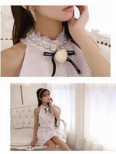 画像3: キャバドレス ミニ ツイード パープル 紫 ビジュー かわいい Belsia(S/M/L)(ラベンダー) (3)